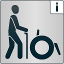 Kennzeichen „Barrierefreiheit geprüft - teilweise barrierefrei für Menschen mit Gehbehinderung“