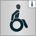 Kennzeichen „Barrierefreiheit geprüft - teilweise barrierefrei für Rollstuhlfahrer“